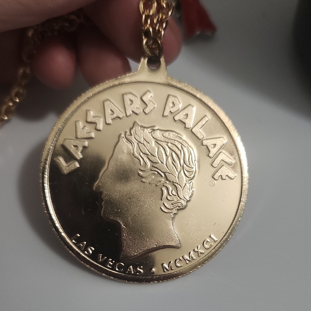 Vintage Caesars Palace Gold Medallion Necklace